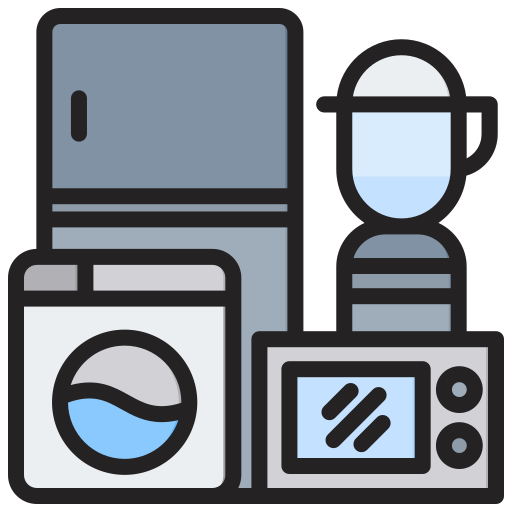 Icono de nevera, lavadora y microondas para instalación de electrodomésticos en Valencia